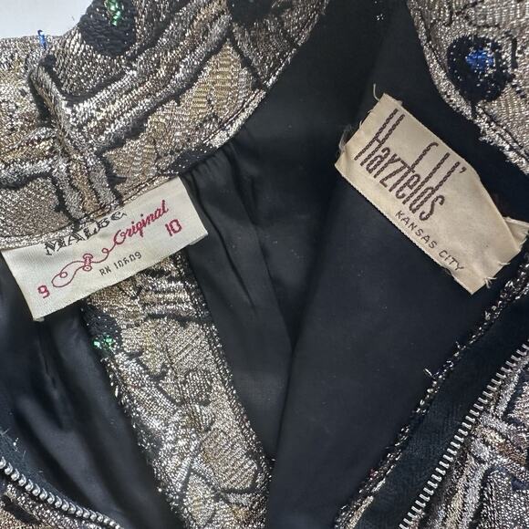 Vintage Malbe Jumpsuit Women’s Size 9/10 Gold Metallic Brocade Wide Leg 60s - Picture 12 of 16